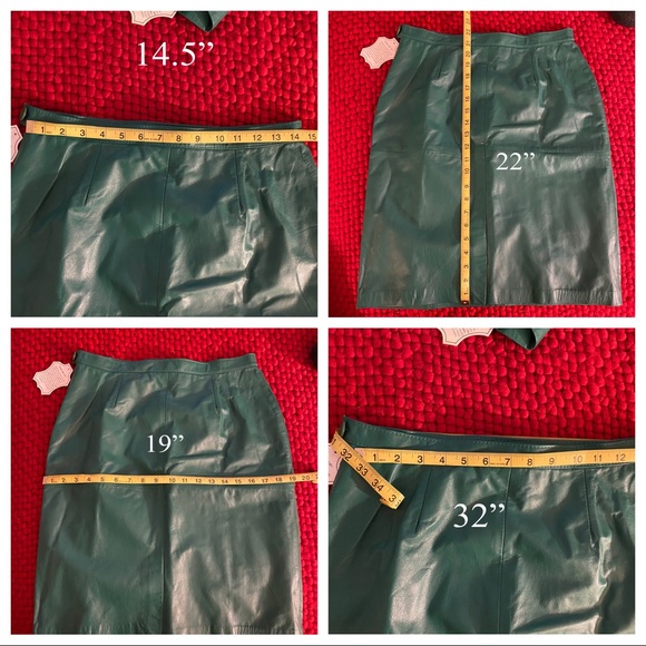 80s Vintage Avon Fashions Green Leather Skirt Suit - Picture 4 of 14